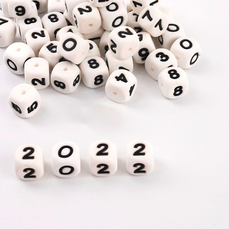 Wholesale 12MM 10PCS Food Grade Alphabet Number Silicone Beads